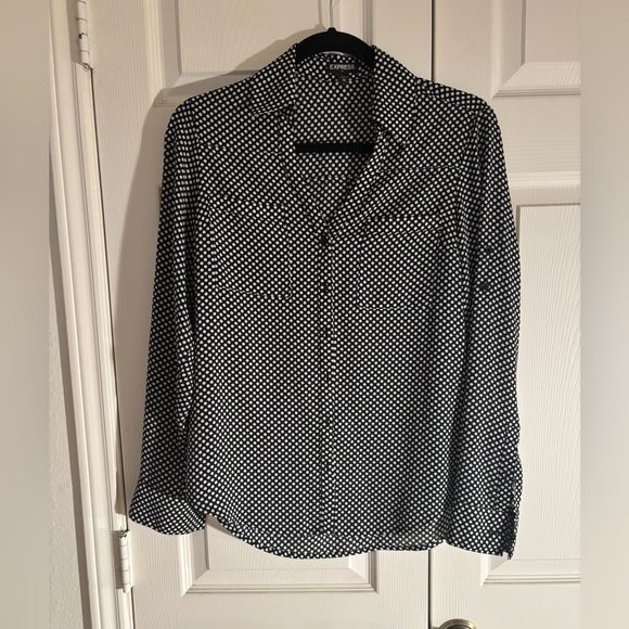 Express Black and White Polka Dot Top - Picture 1 of 4